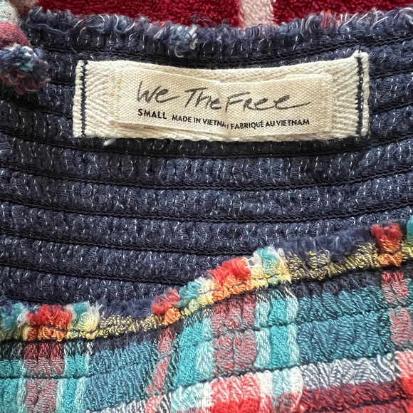 EUC Free People Multicolor Plaid Ruffle Blouse Small - Picture 10 of 12